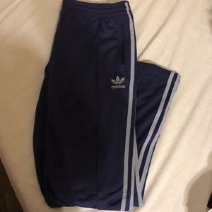 Purple Adidas track pants